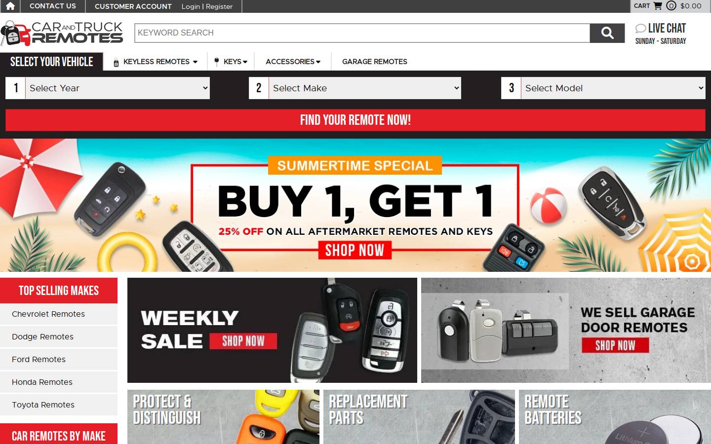 www.carandtruckremotes.com homepage screenshot