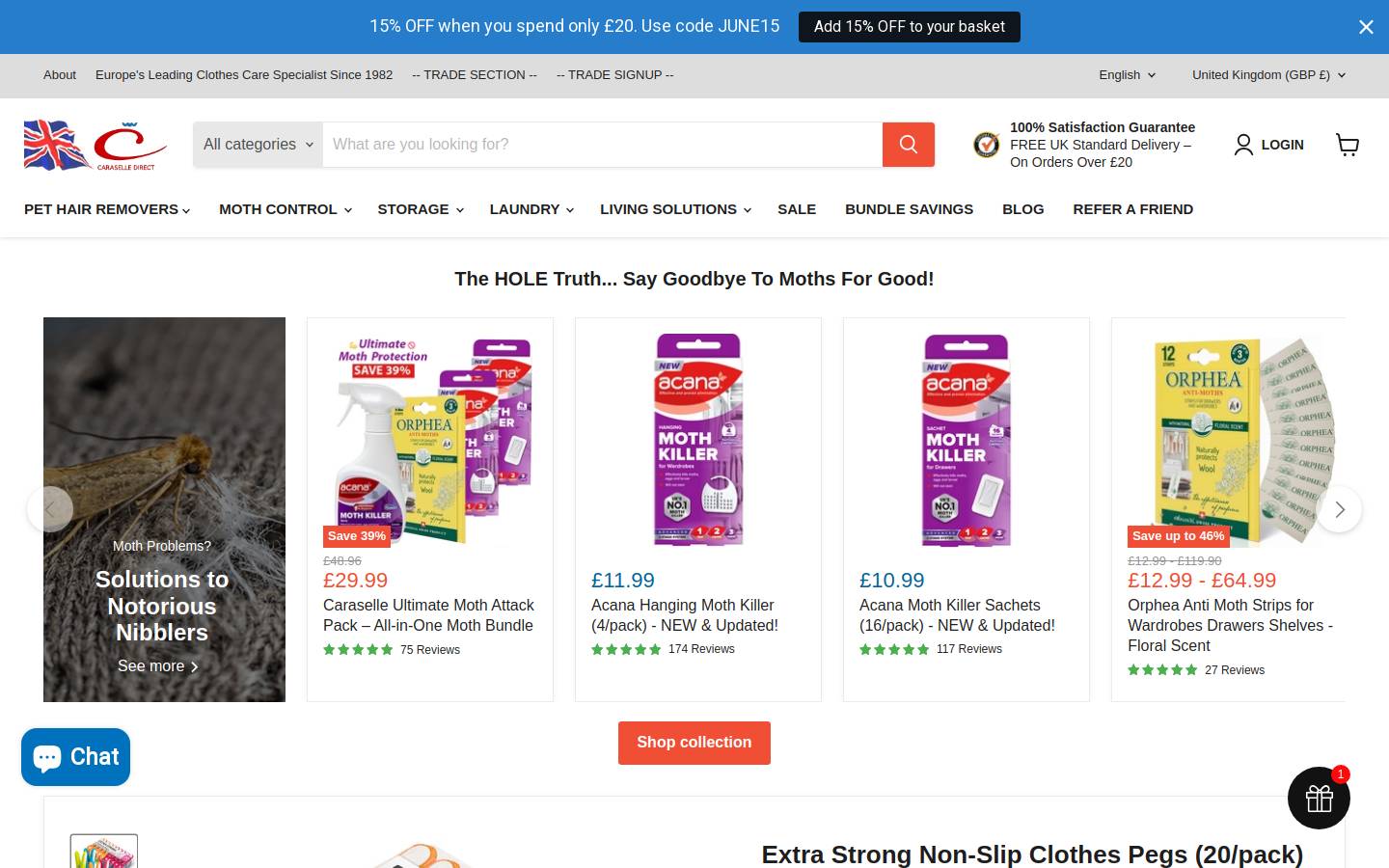 Caraselle Direct homepage screenshot