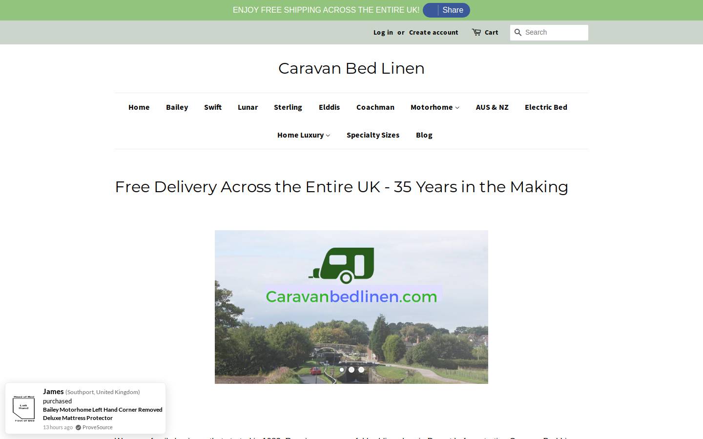 caravanbedlinen.com homepage screenshot