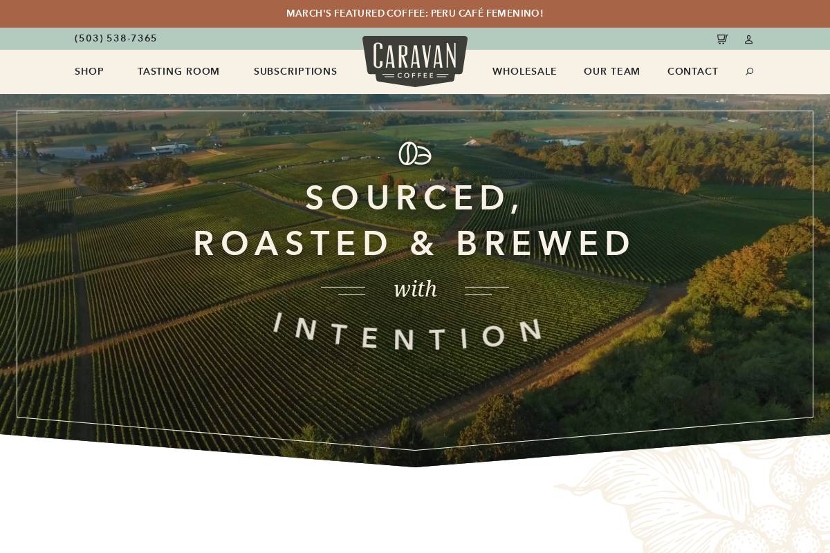 Caravan Coffee homepage screenshot