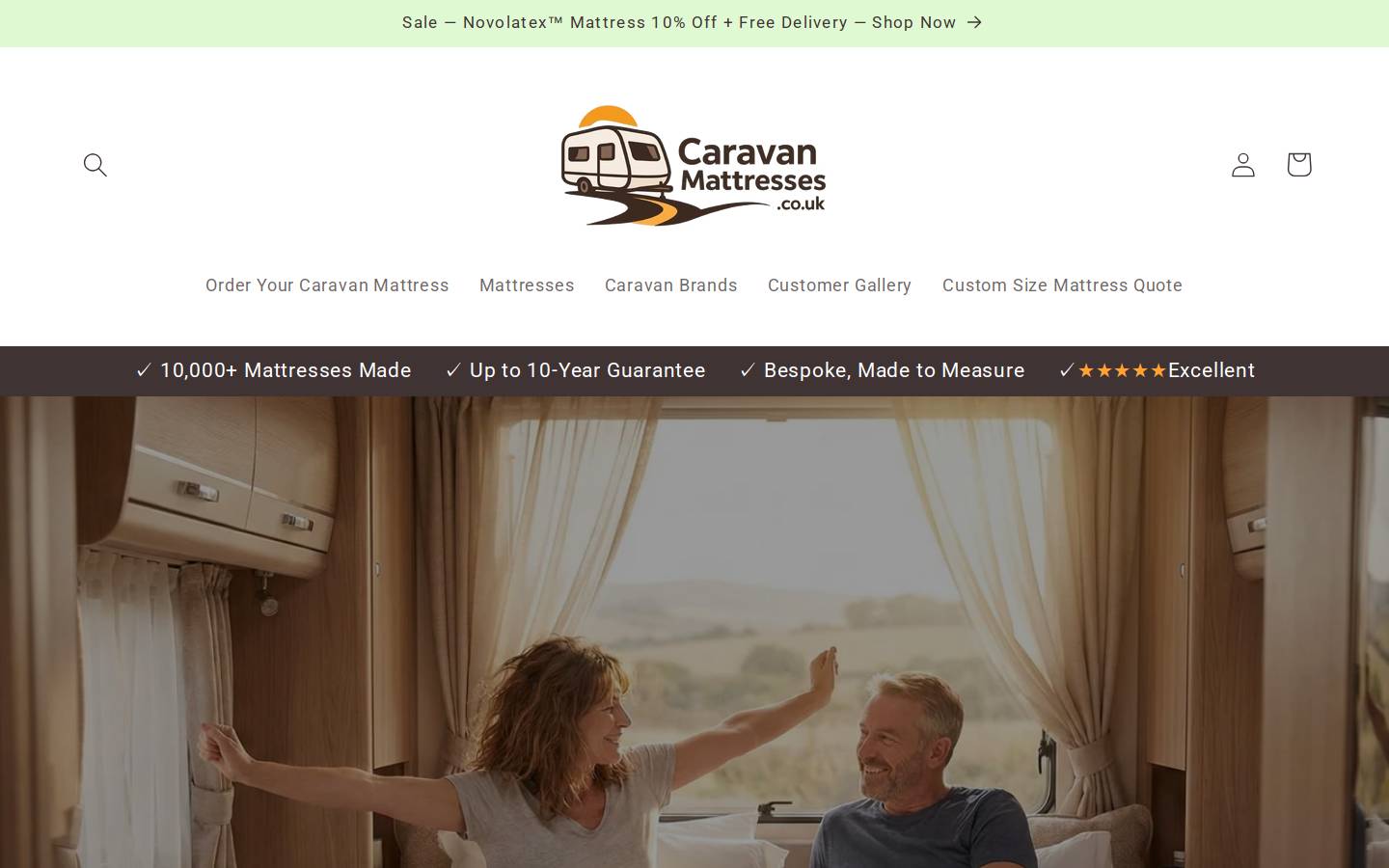 Caravanmattresses homepage screenshot