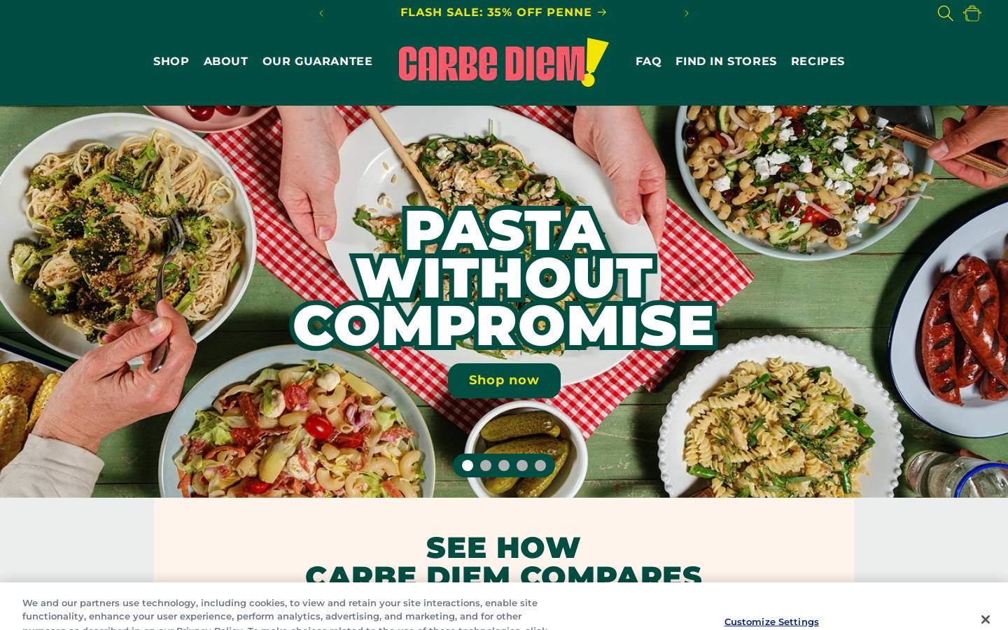 carbediemfoods.com homepage screenshot