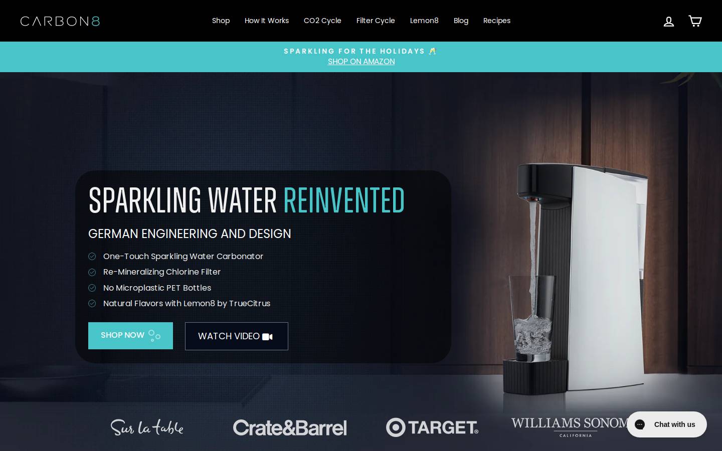 carbon8water.com homepage screenshot