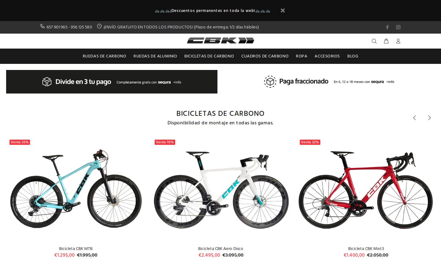 Carbonbikes homepage screenshot