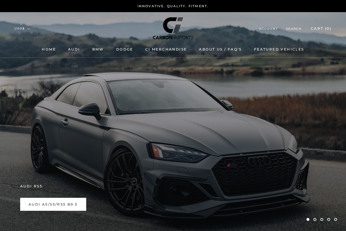 Carbon Imports homepage screenshot