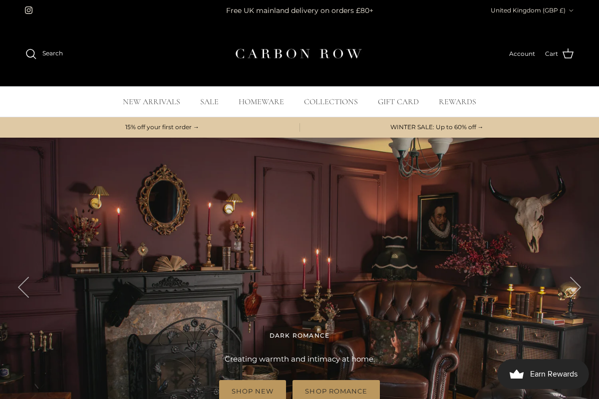 Carbon Row homepage screenshot