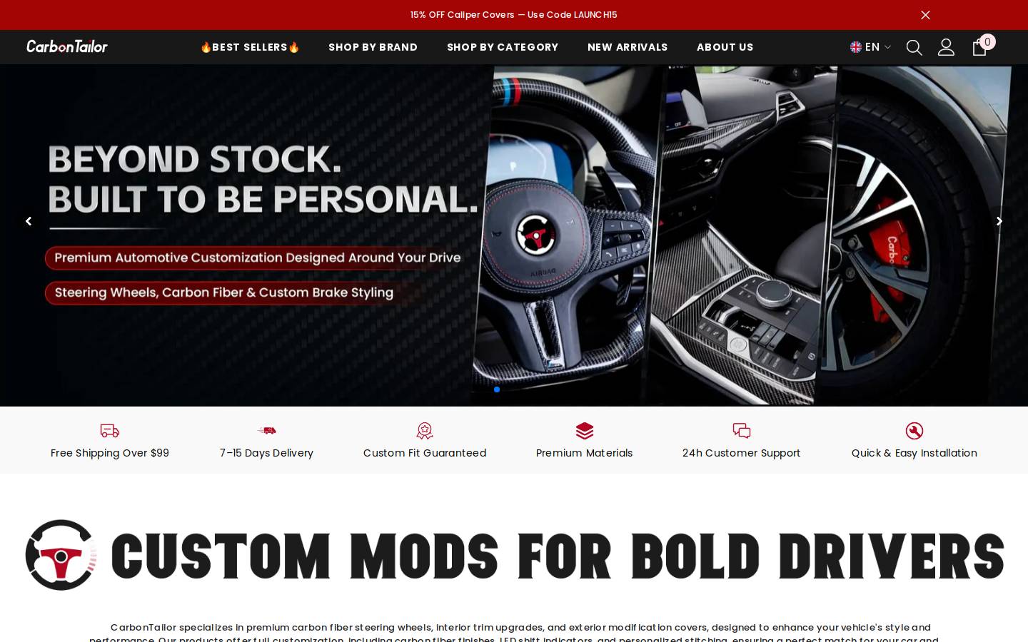 Carbontailor homepage screenshot