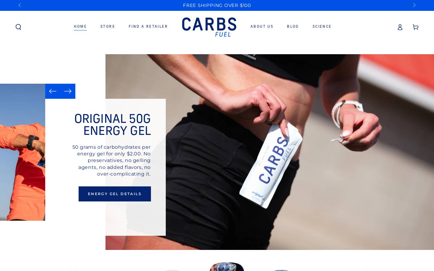 carbsfuel.com homepage screenshot