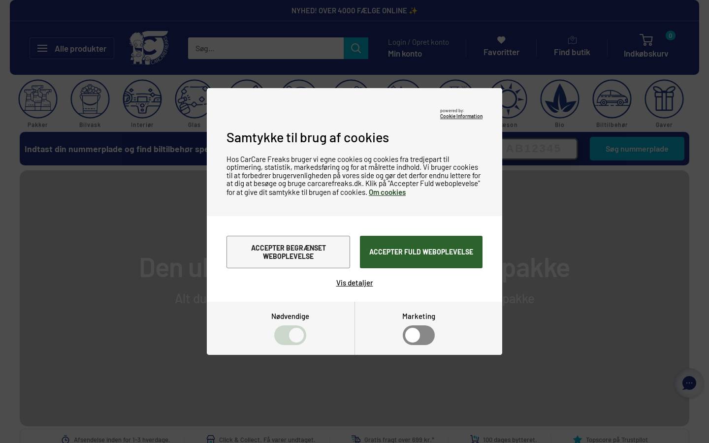 CarCare Freaks - Bilplejebutik homepage screenshot
