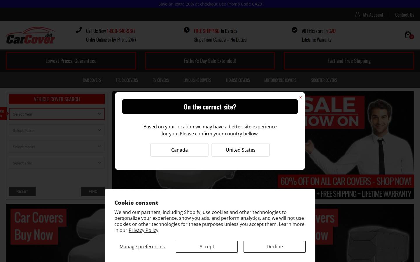 carcover.ca homepage screenshot