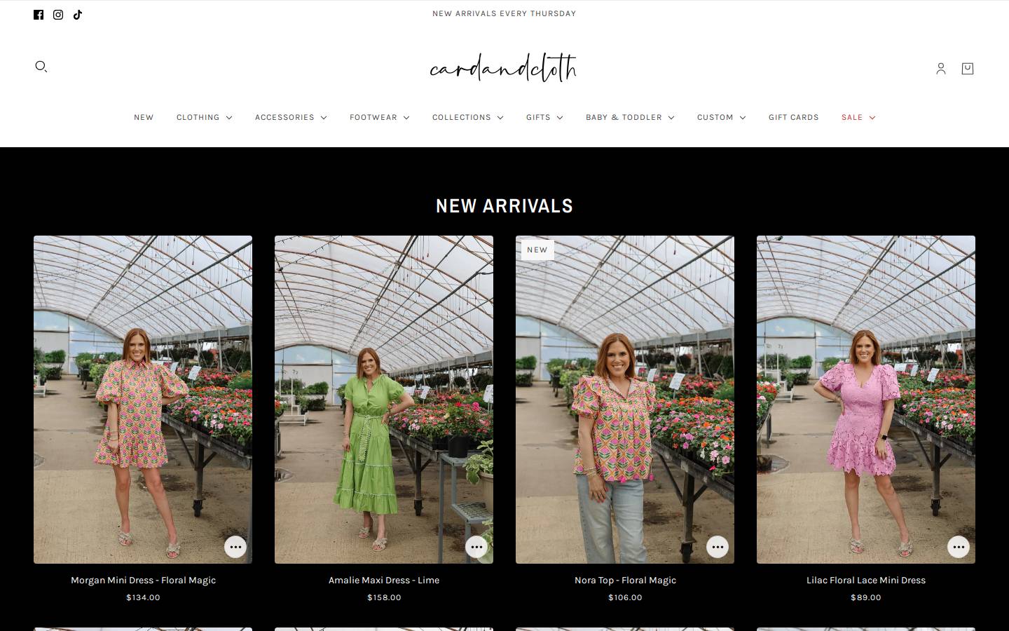 cardandclothshop.com homepage screenshot