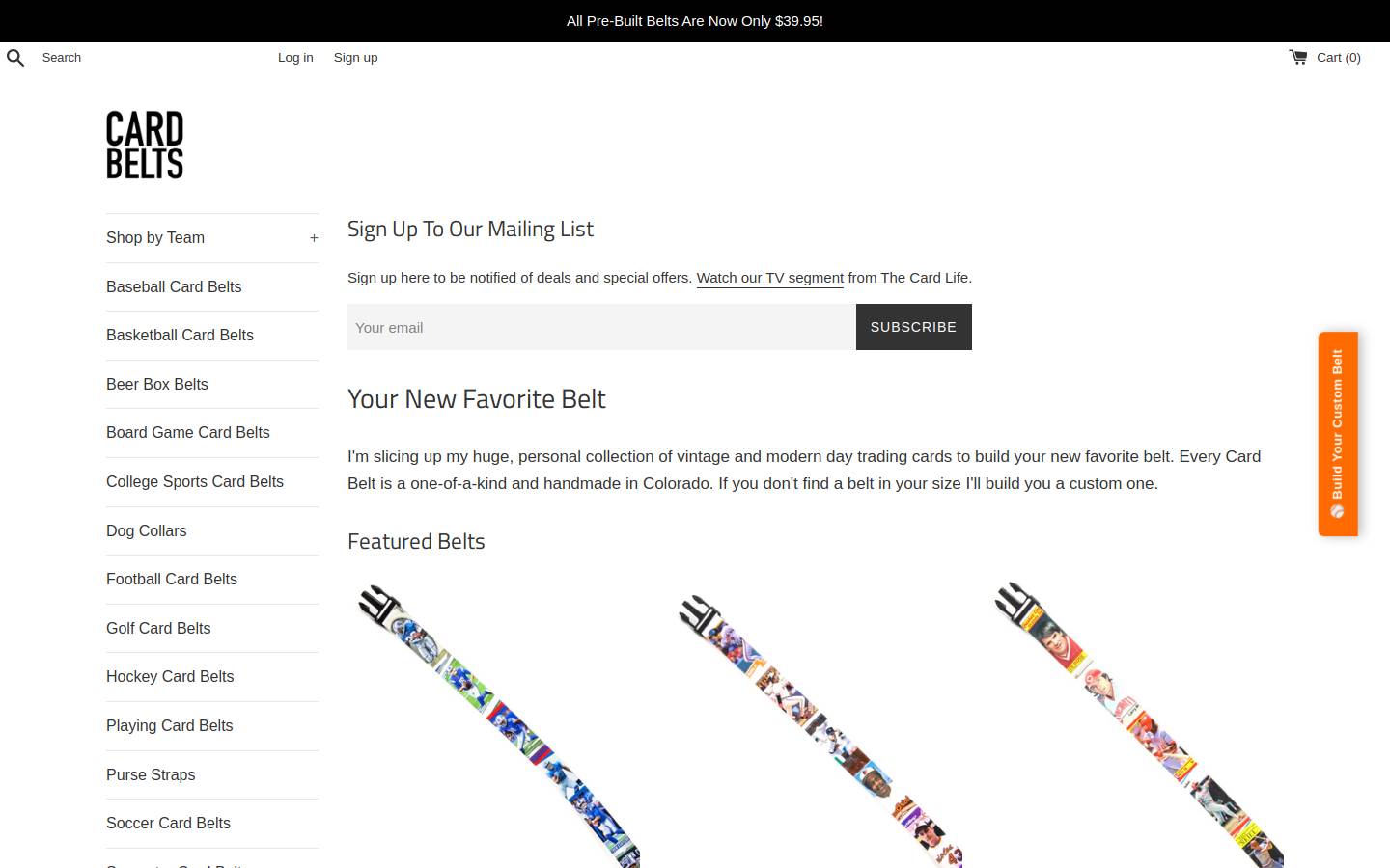 cardbelts.com homepage screenshot