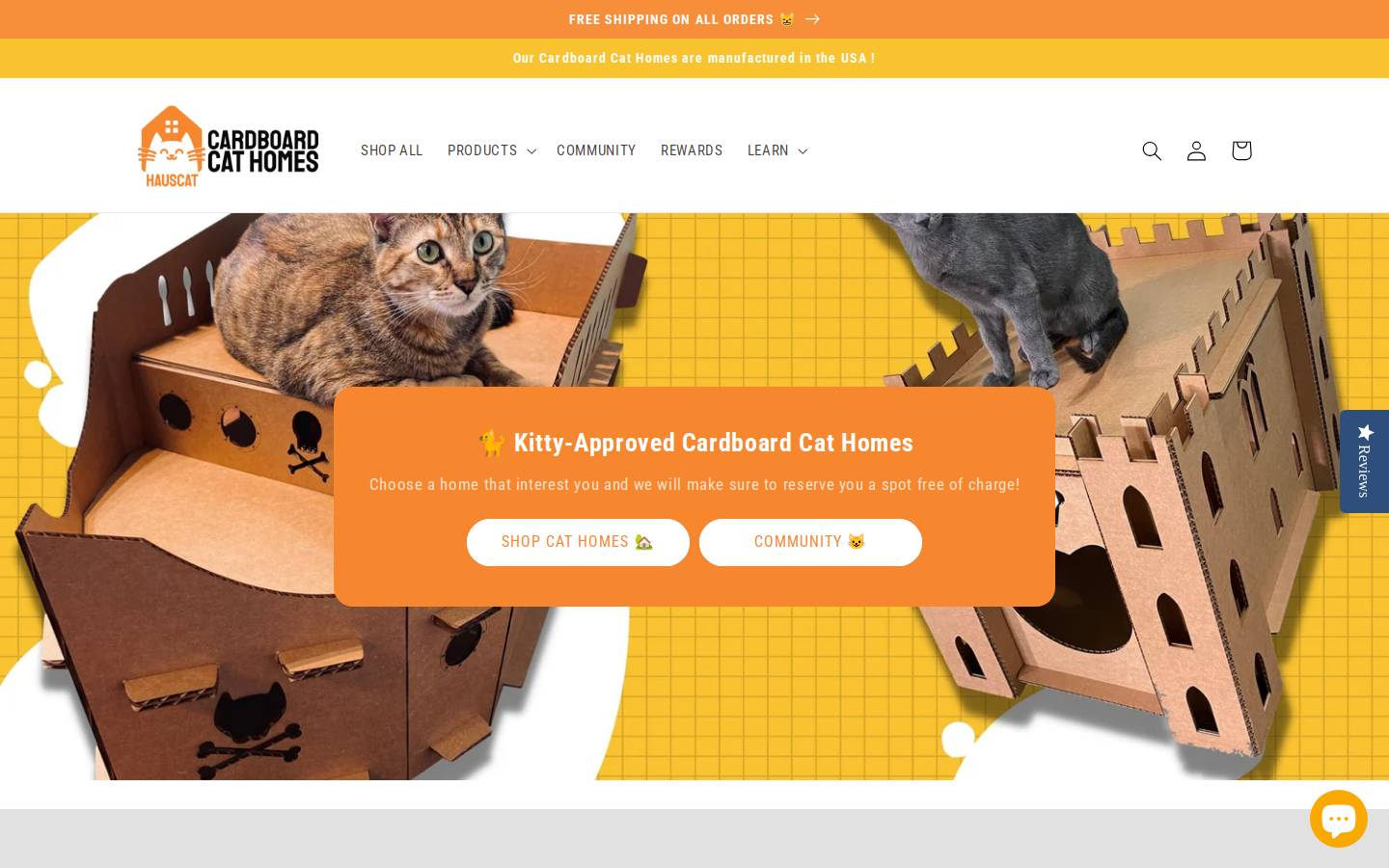 cardboardcathomes.com homepage screenshot