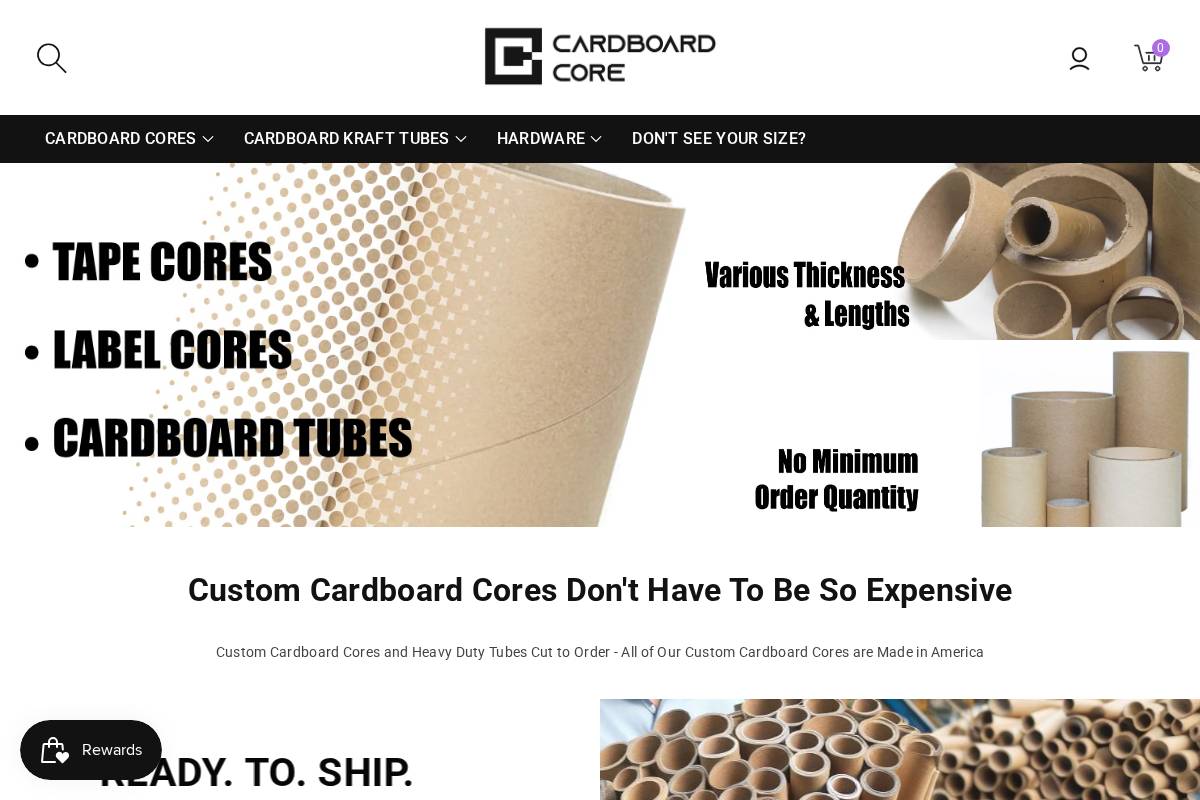 cardboardcore.com homepage screenshot