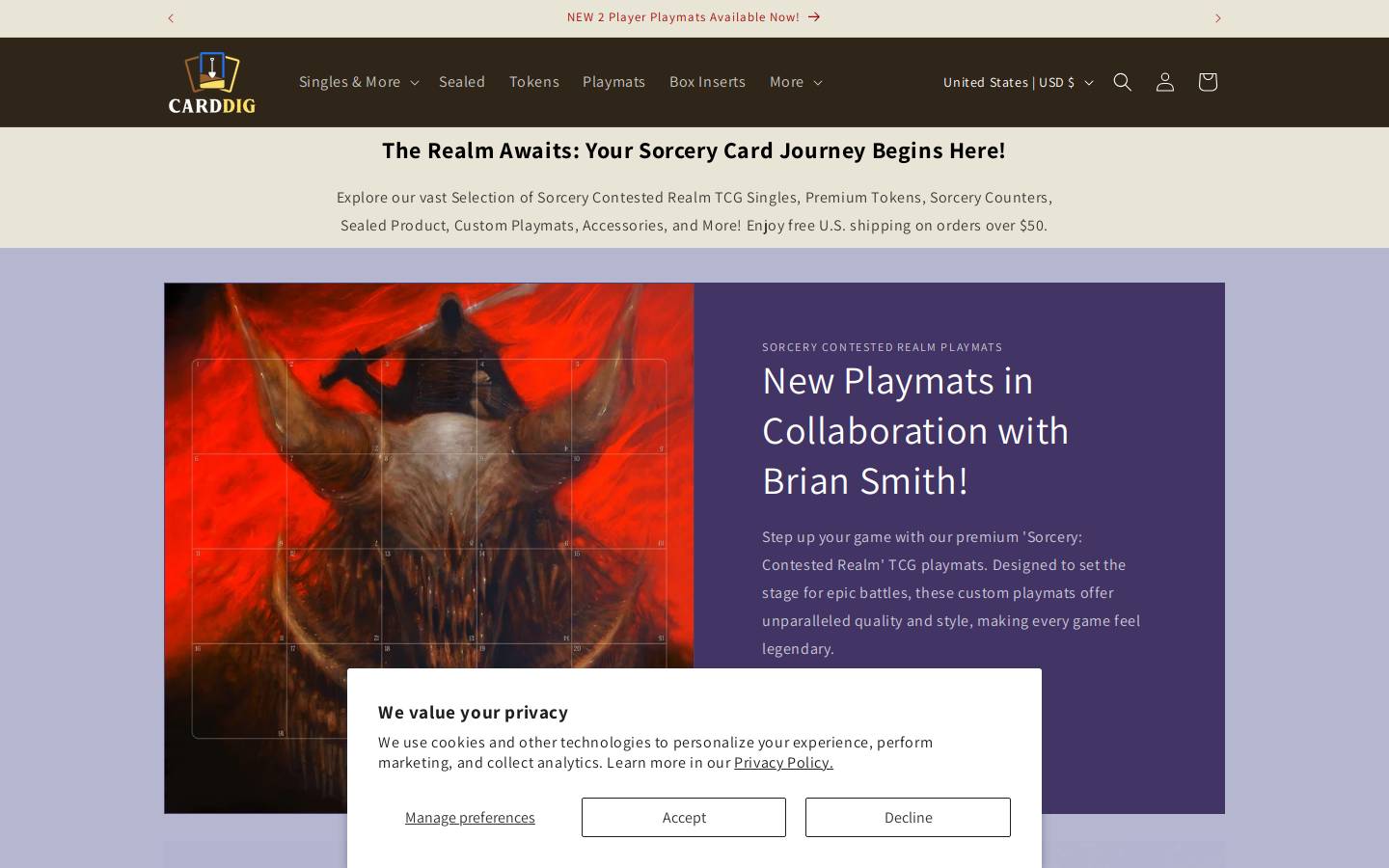 Carddig homepage screenshot