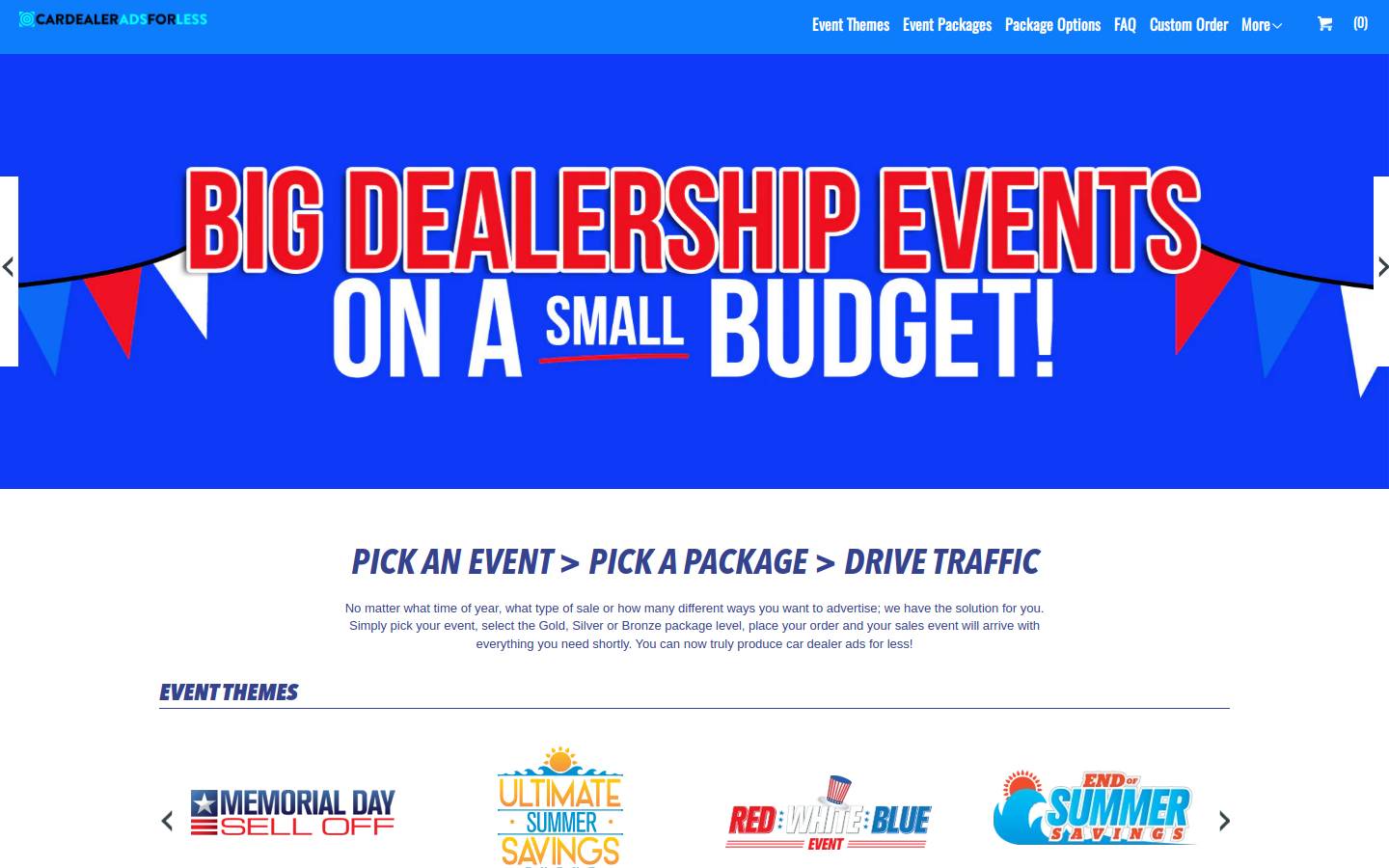 cardealeradsforless.com homepage screenshot