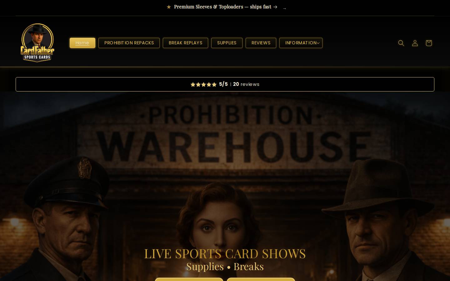 cardfatherlive.com homepage screenshot