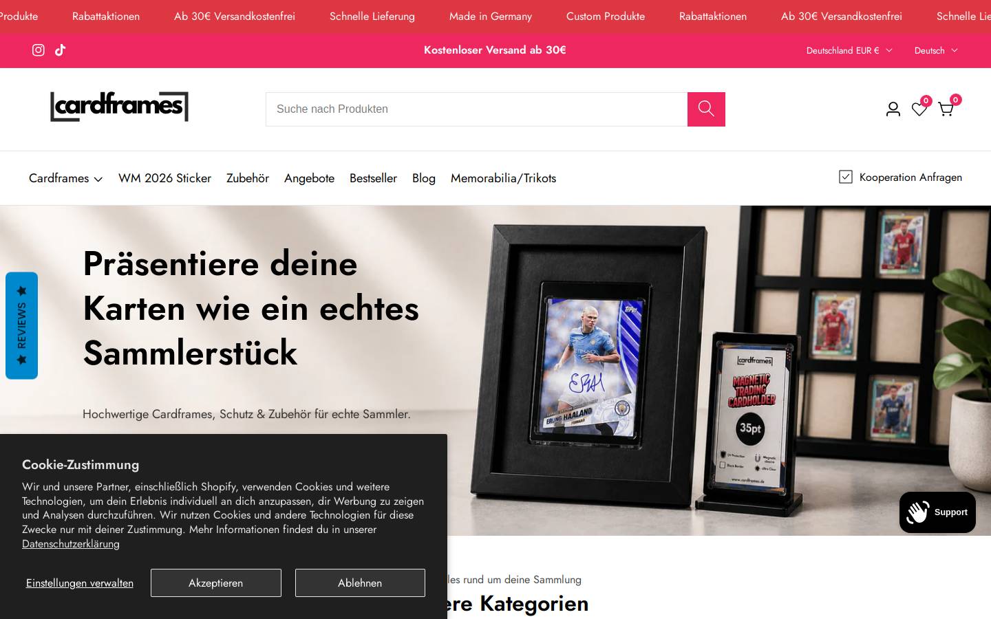 cardframes.de homepage screenshot