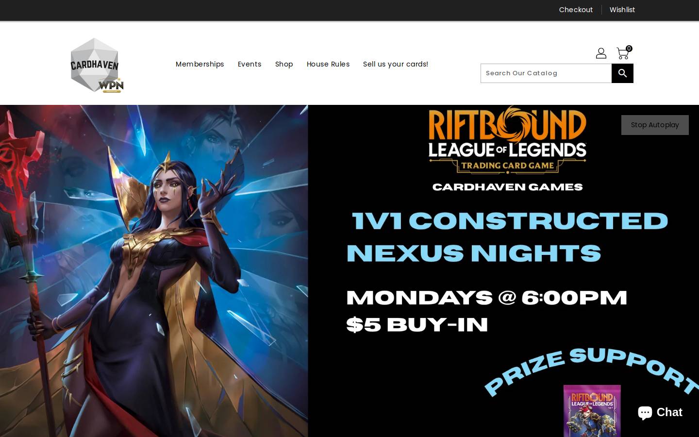 cardhaven.games homepage screenshot