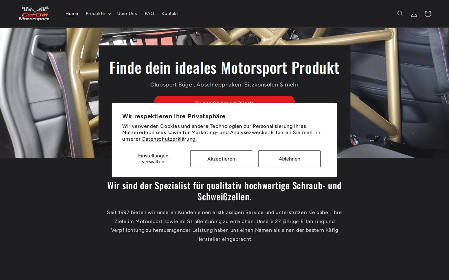 cardiff-motorsport.de homepage screenshot