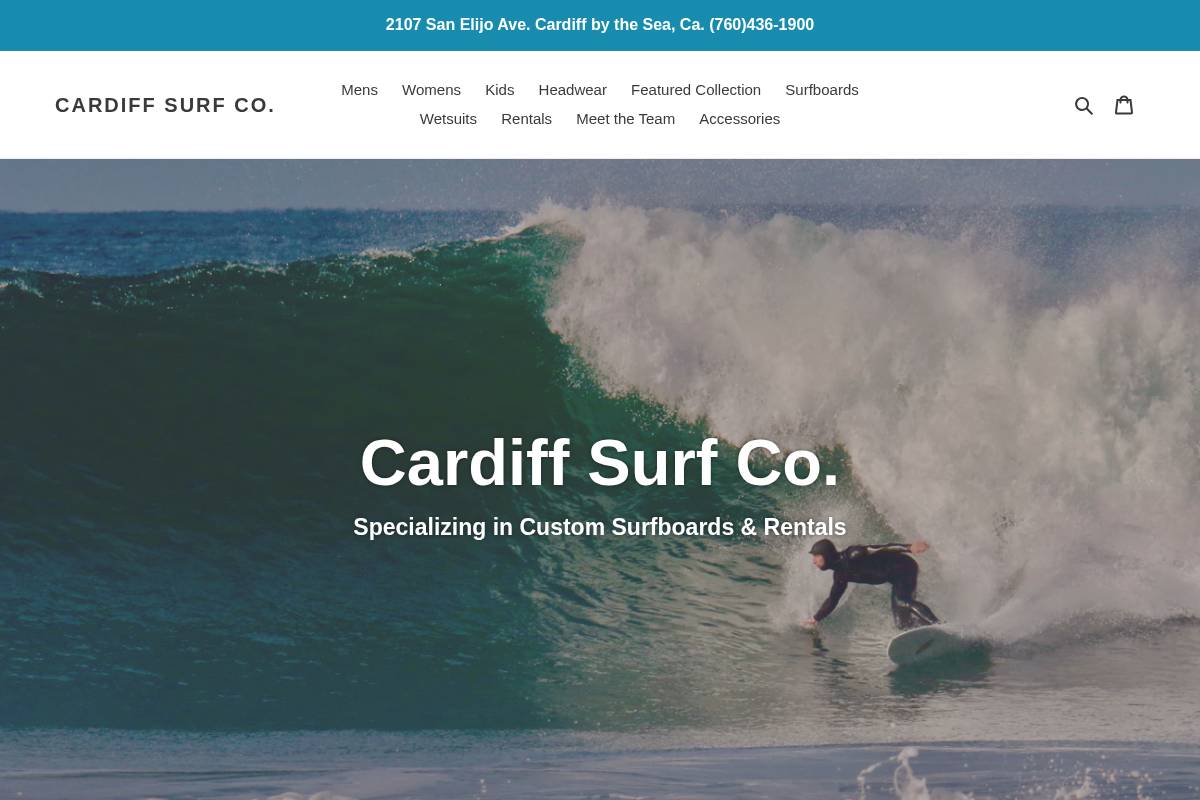 cardiffsurfcompany.com homepage screenshot