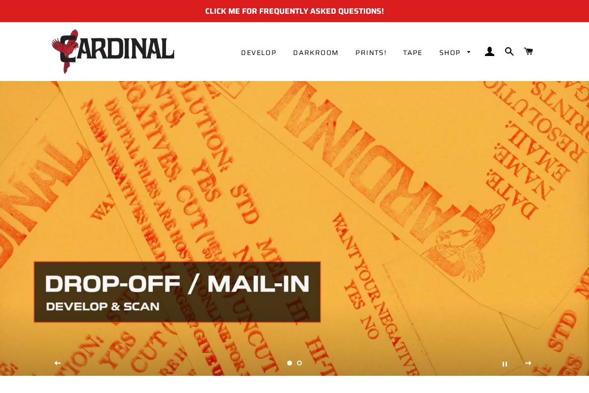 cardinalfilmlab.com homepage screenshot