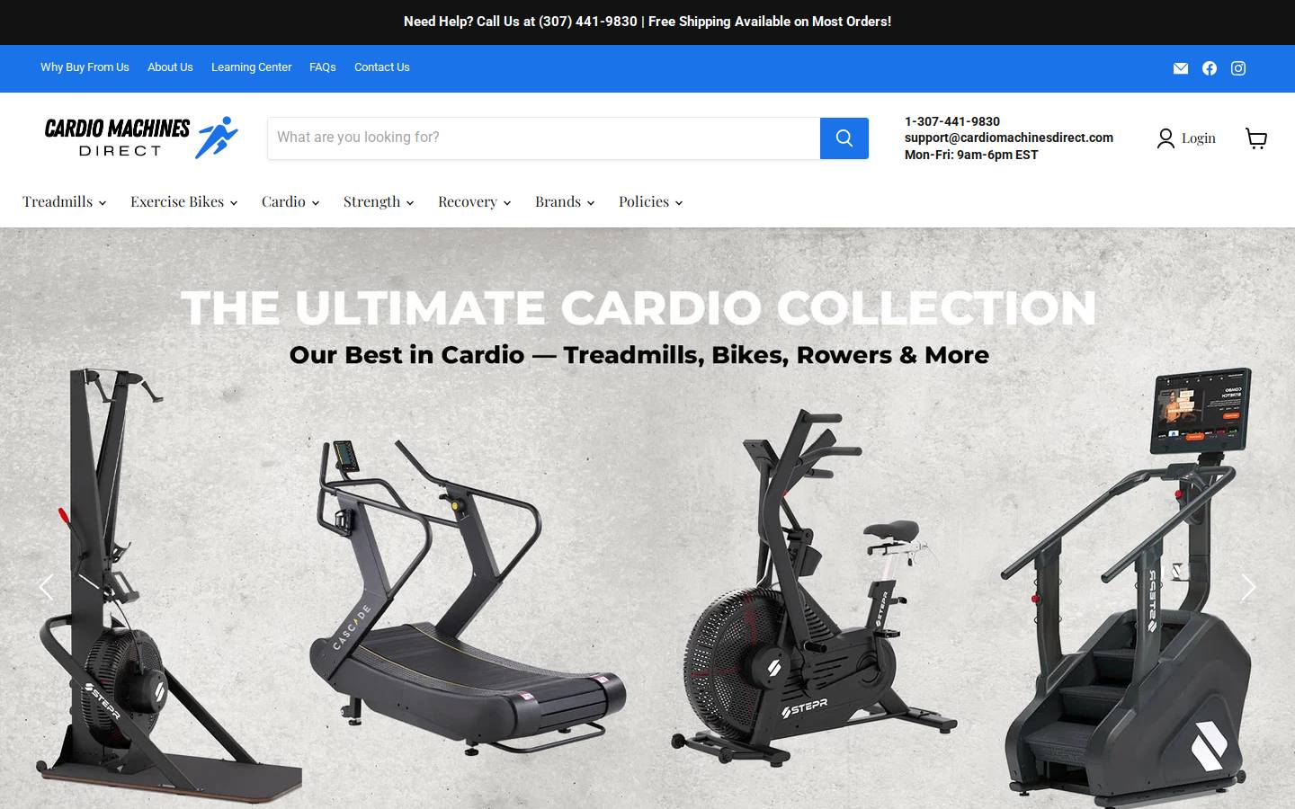 cardiomachinesdirect.com homepage screenshot