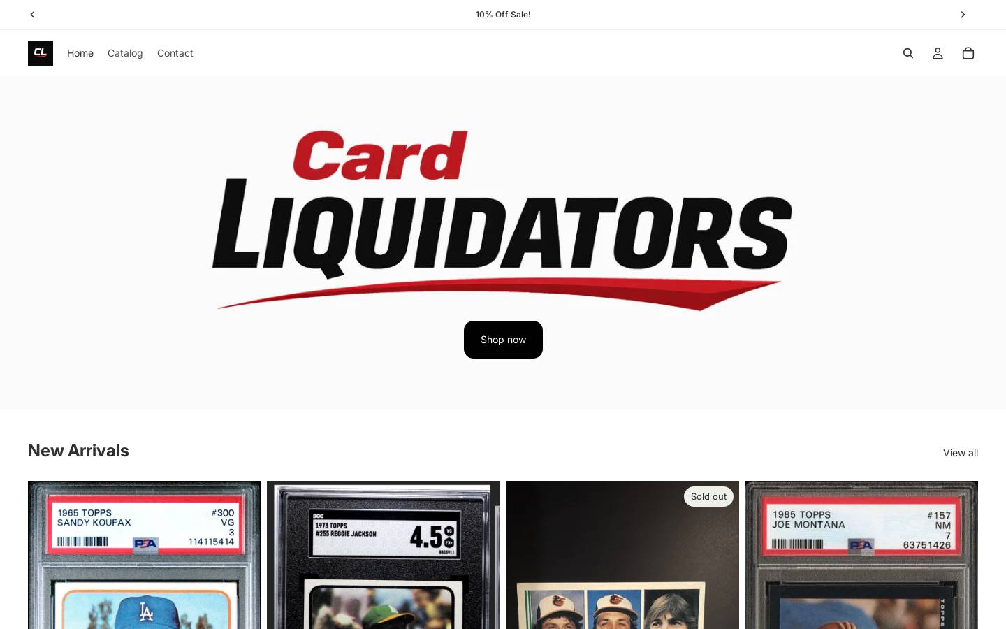 cardliquidators.com homepage screenshot