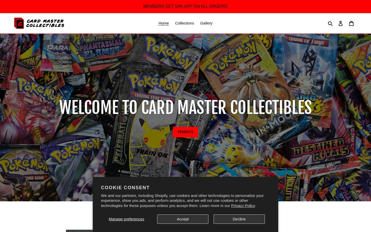 cardmastercollectibles.com homepage screenshot