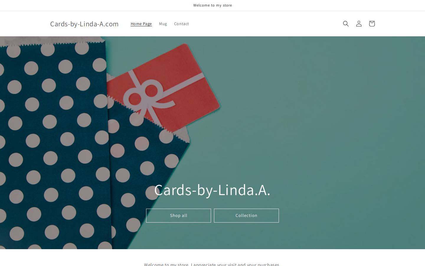 cards-by-linda-a.com homepage screenshot