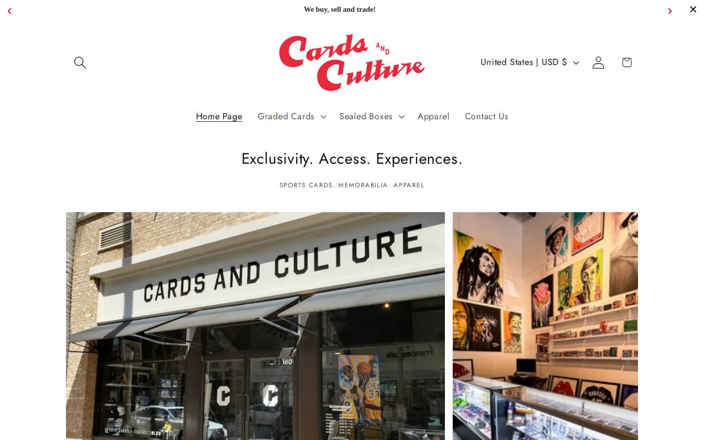 cardsandculture.com homepage screenshot