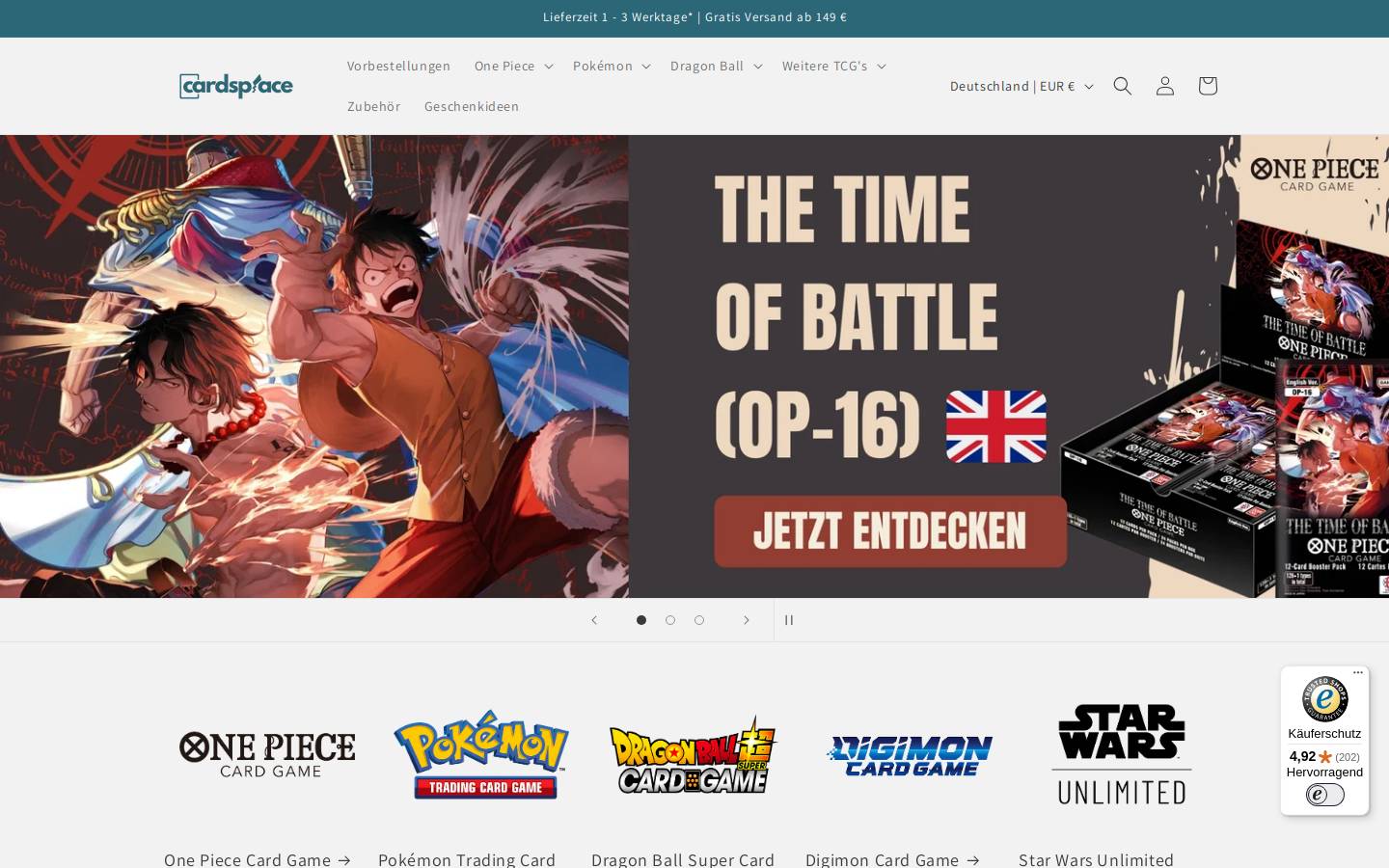Cardsplace homepage screenshot