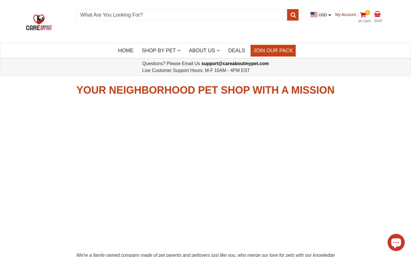 careaboutmypet.com homepage screenshot