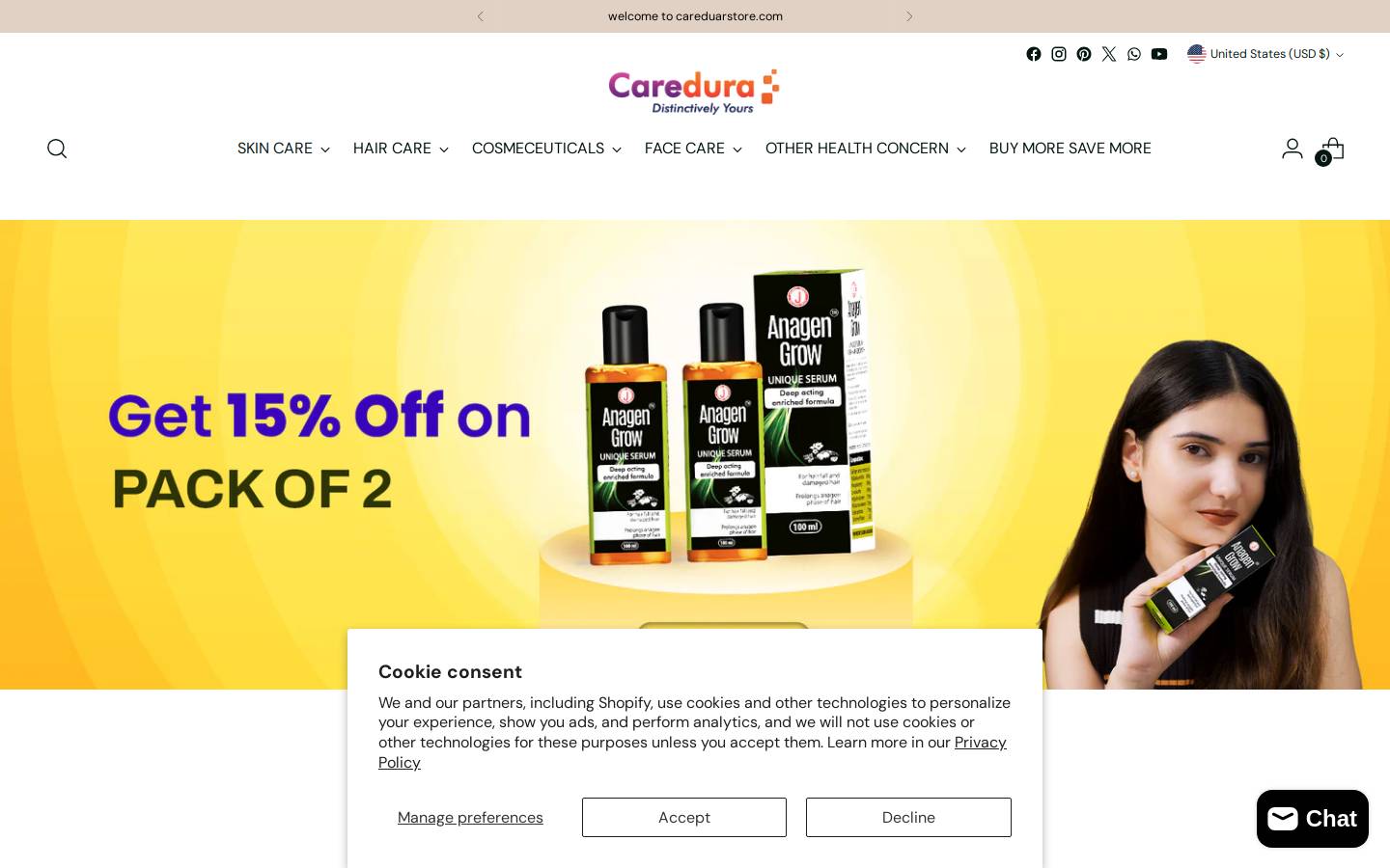 caredurastore.com homepage screenshot