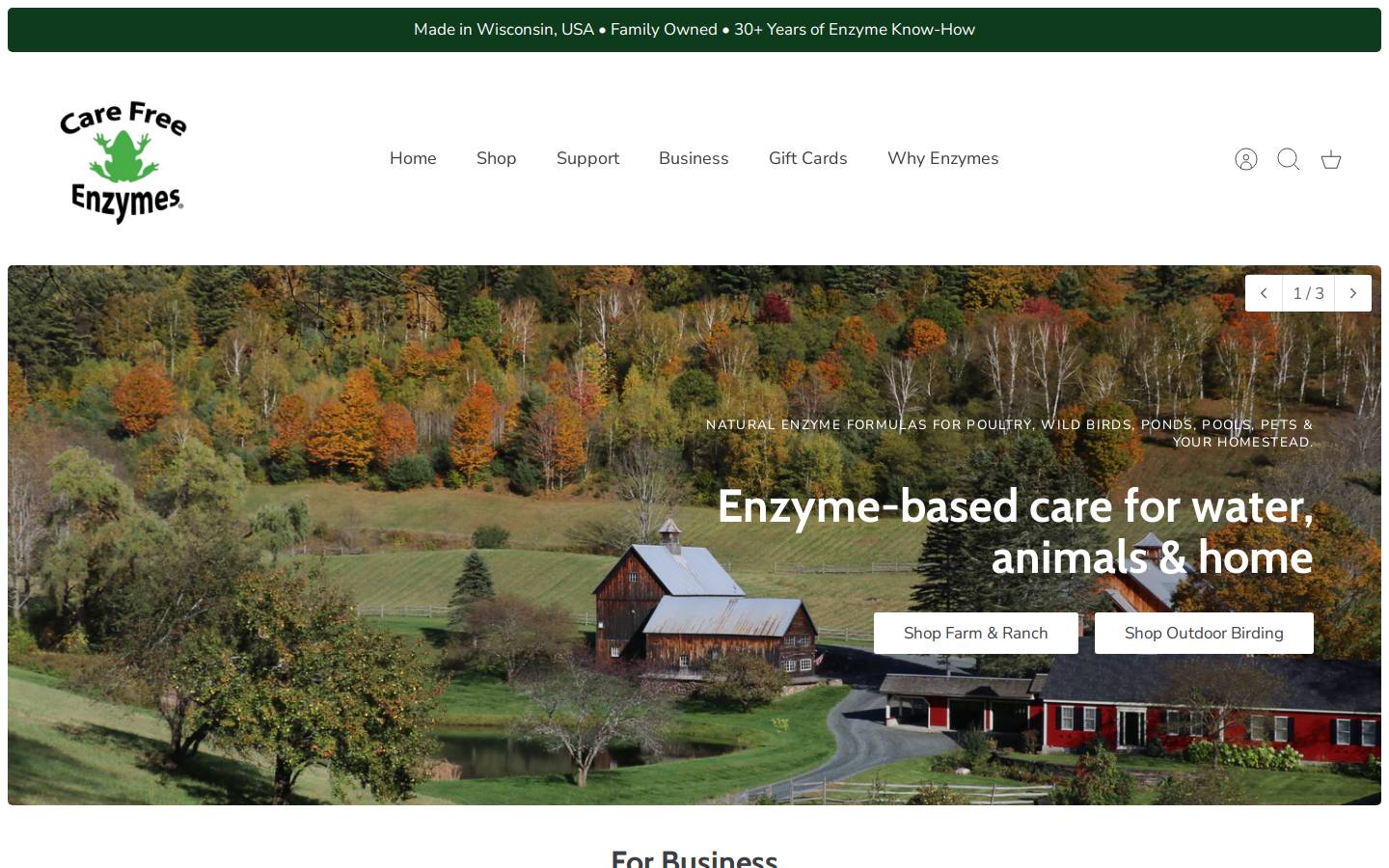 carefreeenzymes.com homepage screenshot