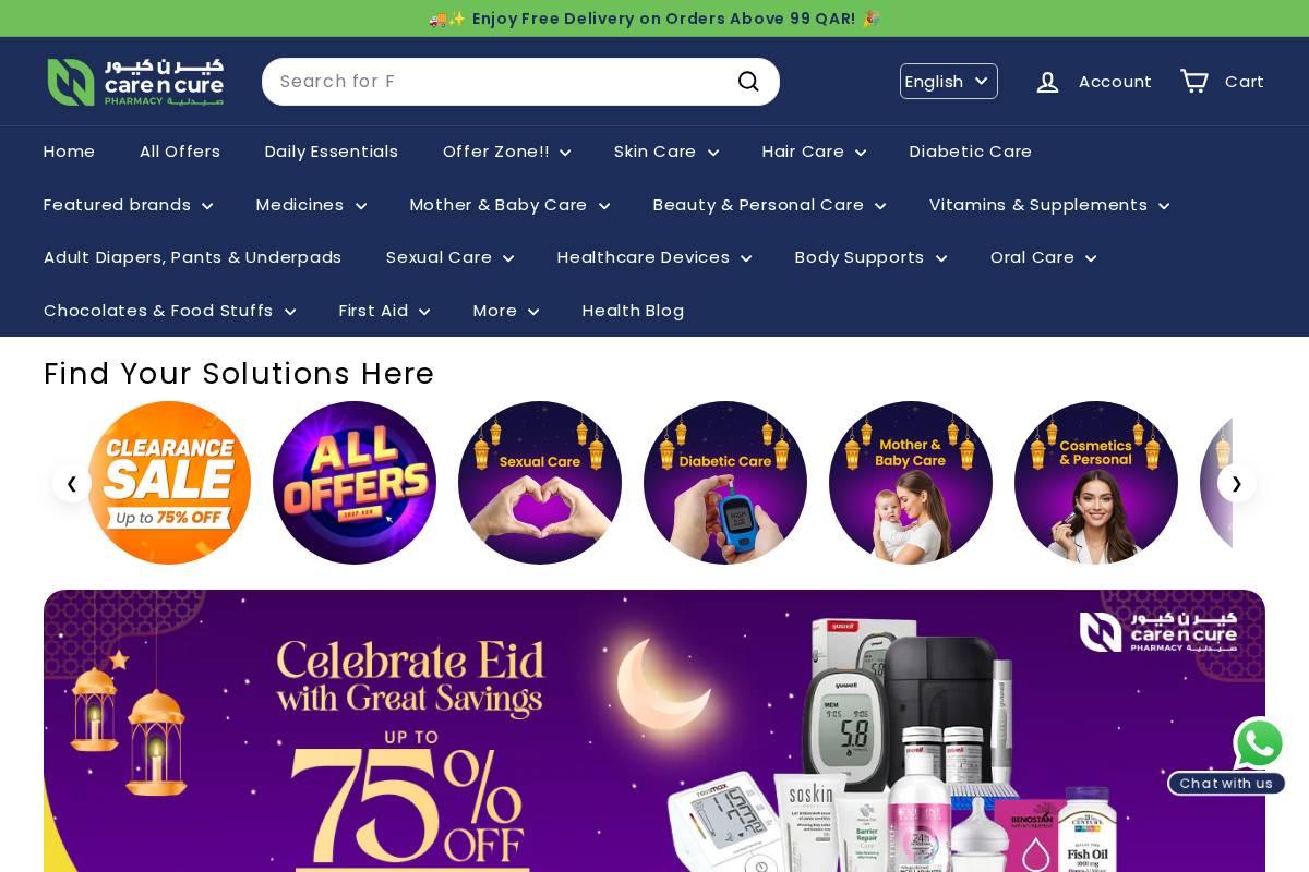 carencurepharmacy.com homepage screenshot