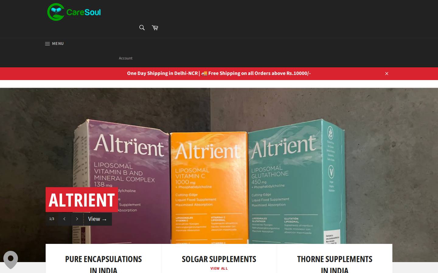 caresoul.in homepage screenshot