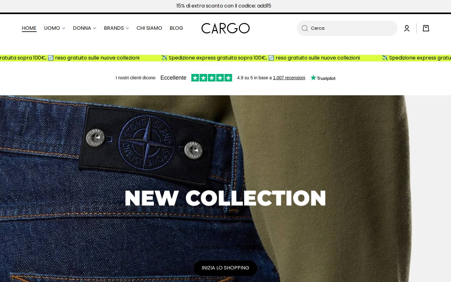 Cargo Abbigliamento homepage screenshot