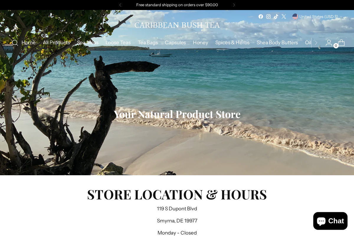 caribbeanbushtea.com homepage screenshot