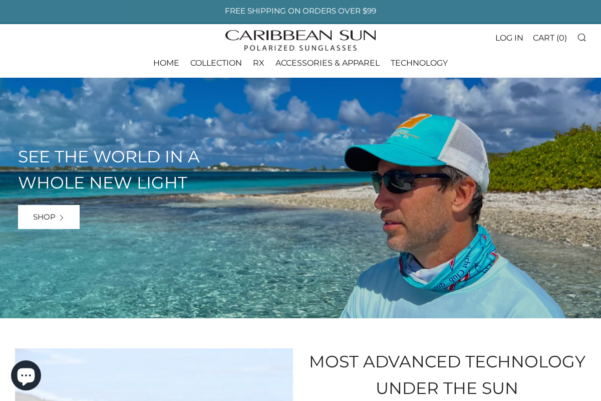 Caribbean Sun Eyewear homepage screenshot
