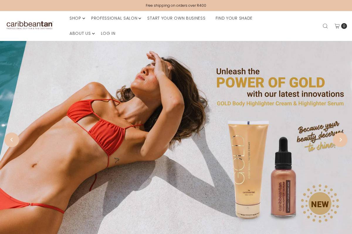 caribbeantan.online homepage screenshot