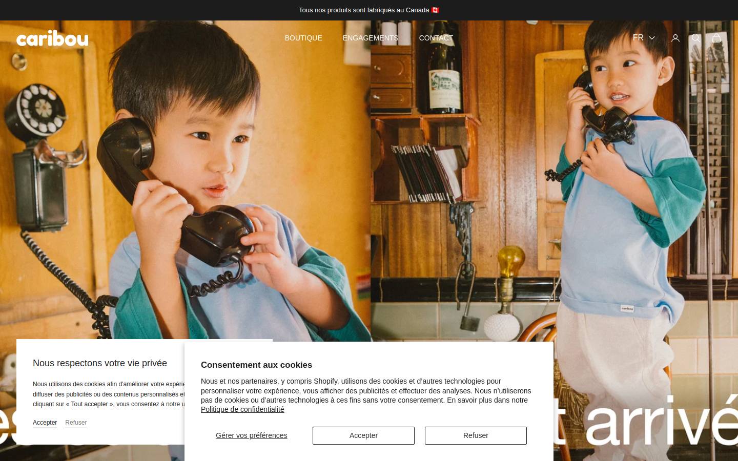 Caribou homepage screenshot