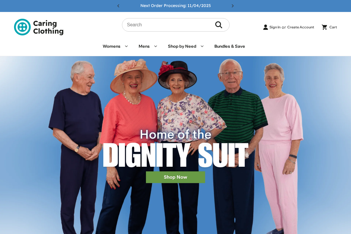 caringclothing.com.au homepage screenshot