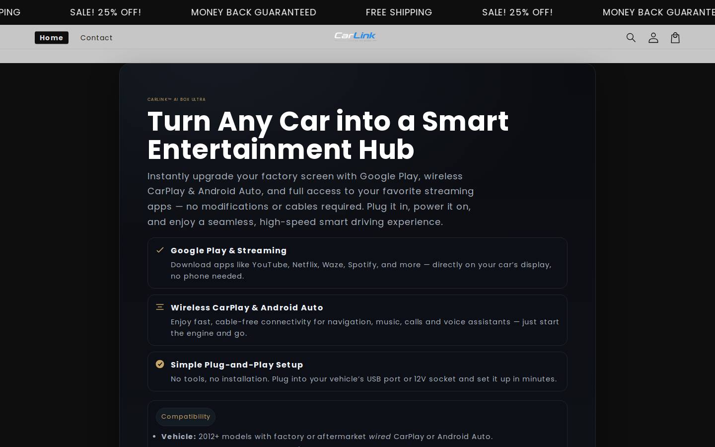 carlinkofficial.com homepage screenshot