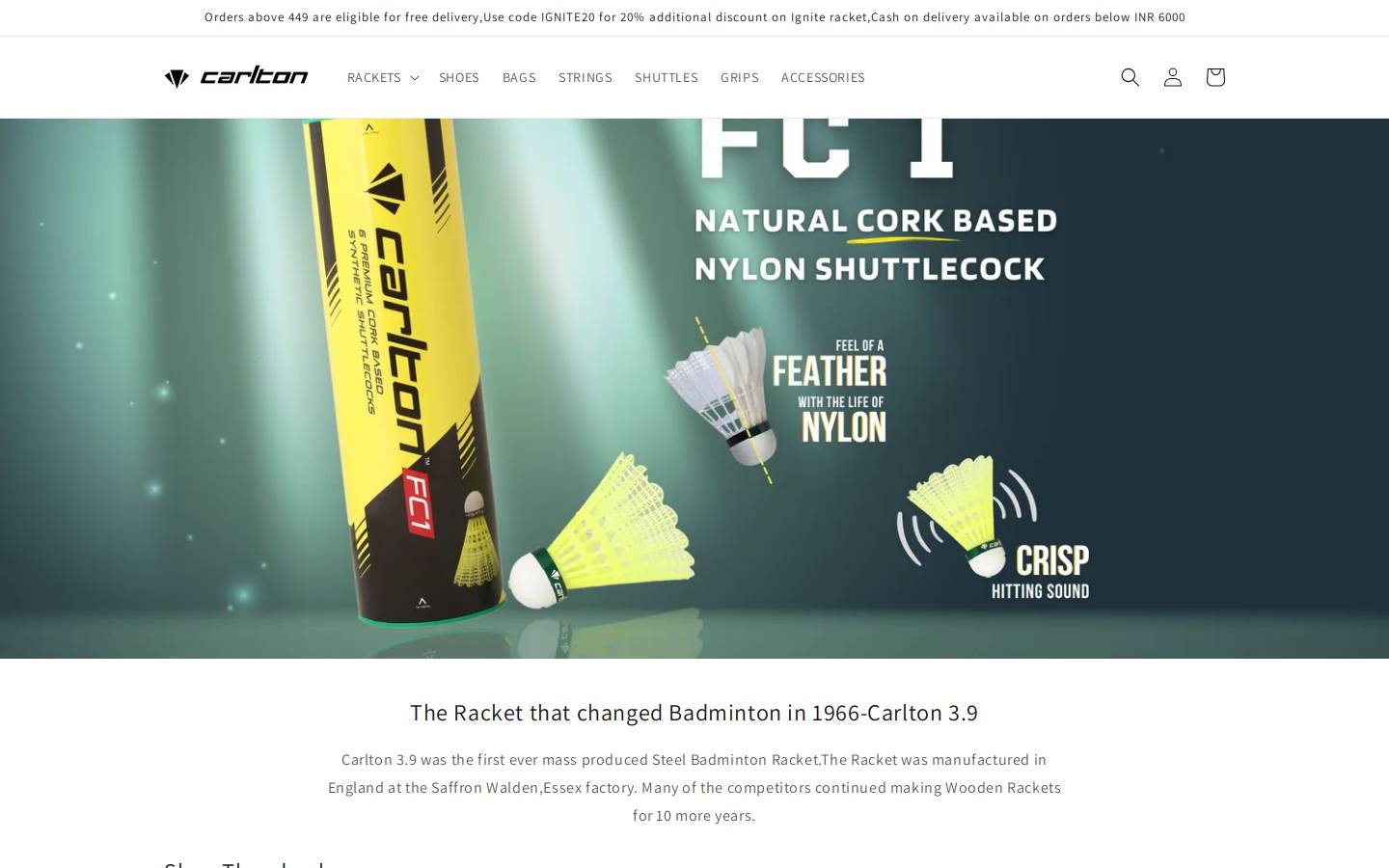 carltonsports.in homepage screenshot