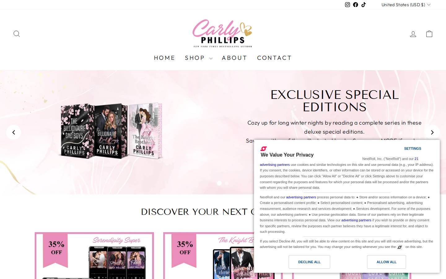 carlyphillipsstore.com homepage screenshot