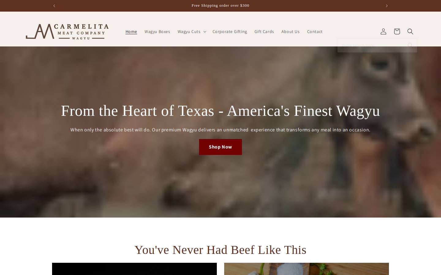 carmelitameatcompany.com homepage screenshot