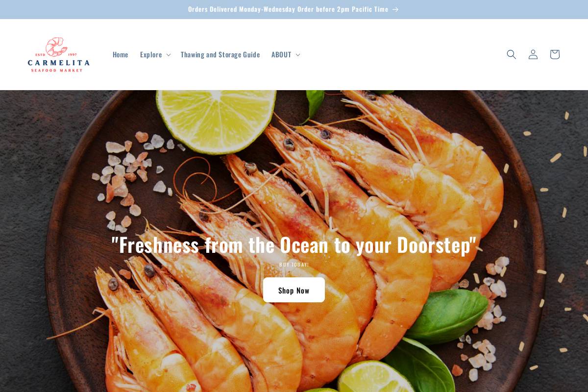 carmelitaseafood.com homepage screenshot