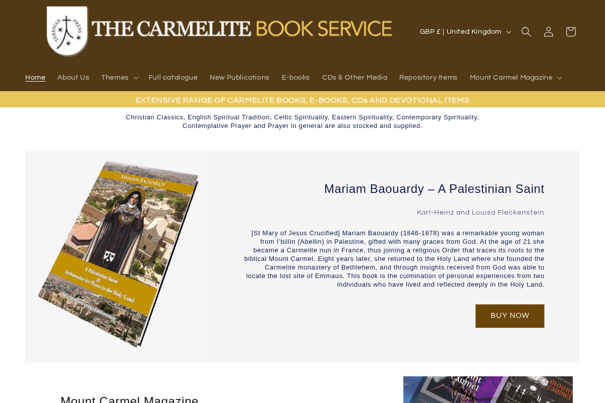 Carmelite Book Service homepage screenshot