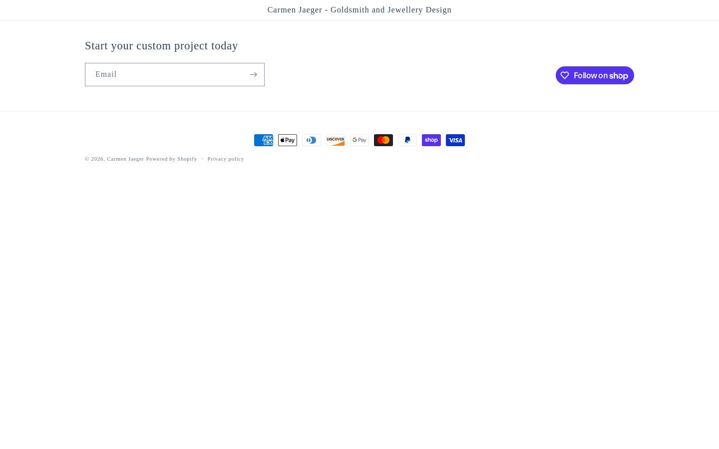 carmenjaegerjewellery.com homepage screenshot